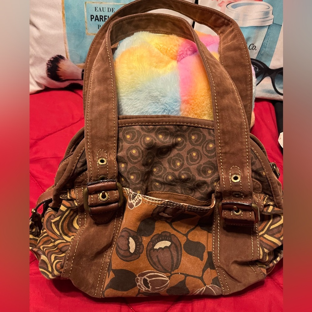 Guc Fossil Brown Floral/ Geometric Pattern Satche… - image 3